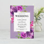 Romantic Paarse Floral Wedding Kaart (Staand voorkant)