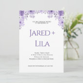 Romantic Paarse Floral Wedding Kaart (Staand voorkant)