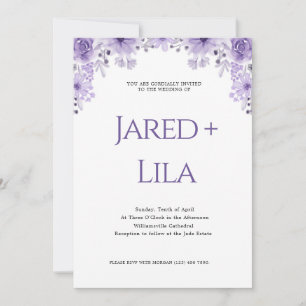 Romantic Paarse Floral Wedding Kaart