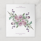 Romantic Paarse Floral Wedding Table Name Place (Buitenkant ongevouwen)