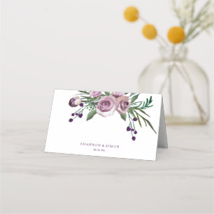 Romantic Paarse Floral Wedding Table Name Place