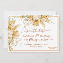 Romantic Pampas Grass Floral Wedding Save Date Kaart