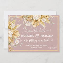 Romantic Pampas Grass Floral Wedding Save Date Kaart