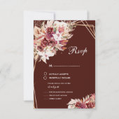 Romantic Pampas Wine Red Floral Wedding RSVP (Devant)