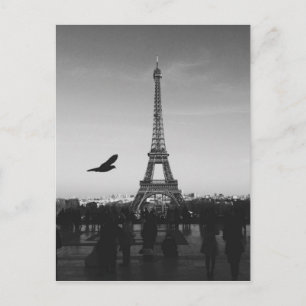 Romantic Paris Eiffel Tower Black en white Briefkaart