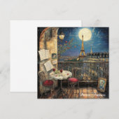 Romantic Paris France Eiffel Tower Illustration (Voorkant / Achterkant)