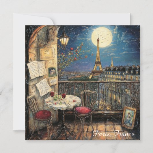 Romantic Paris France Eiffel Tower Illustration (Voorkant)