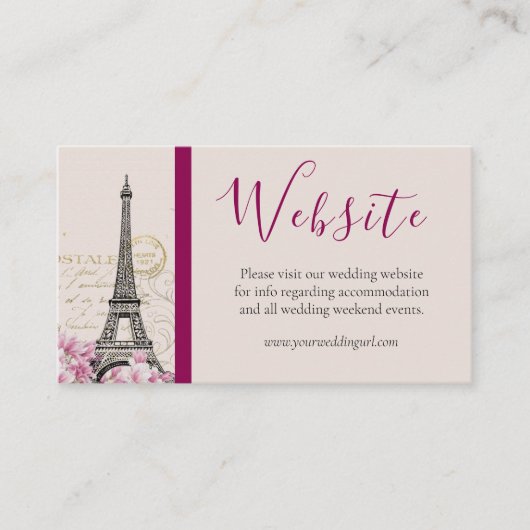 Romantic Paris in Springtime Eiffel Tower Weddensc Informatiekaartje (Voorkant)