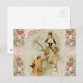 Romantic Paris Lovers roze shabbychic Briefkaart (Voorkant / Achterkant)