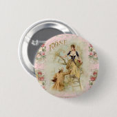 Romantic Paris Lovers roze shabbychic Ronde Button 5,7 Cm (Voorkant /achterkant)