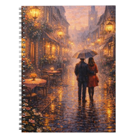 Romantic Paris Rain Spiral Notebook Notitieboek (Voorkant)