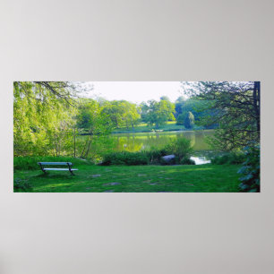 Romantic Park Bench bij Geweldige meer Poster
