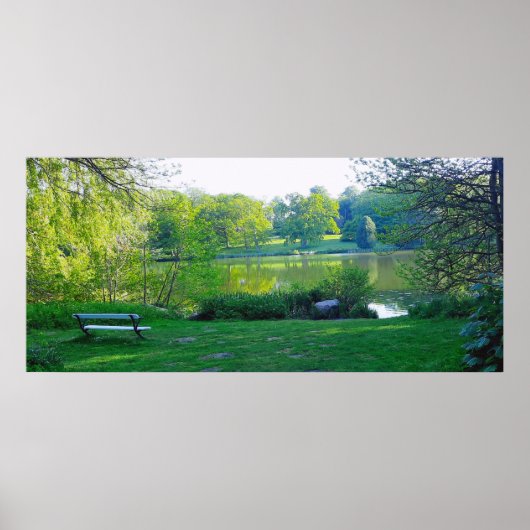 Romantic Park Bench bij Geweldige meer Poster (Voorkant)
