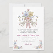 Romantic Pastel Floral all in one wedding qr code Kaart (Voorkant)