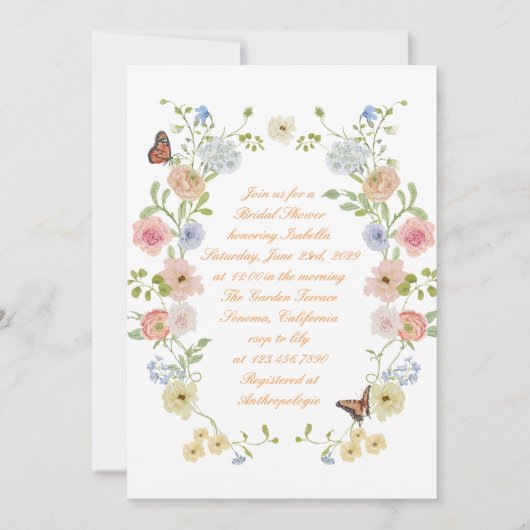 Romantic Pastel Floral Bridal Shower Invitation (Devant)