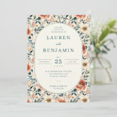 Romantic Pastel Floral Wedding Invitation Kaart (Staand voorkant)