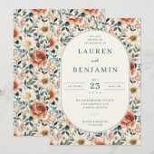 Romantic Pastel Floral Wedding Invitation Kaart (Voorkant / Achterkant)