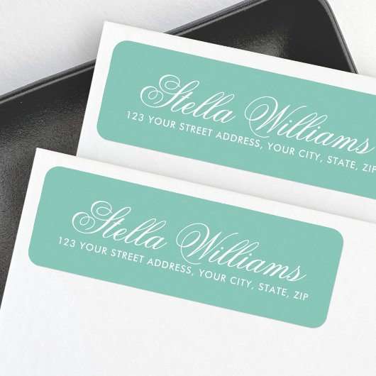 Romantic pastel green calligrafiescriptadres etiket