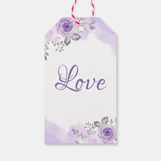 Romantic Pastel Paars Floral Dank je wel Cadeaulabel (Achterkant)