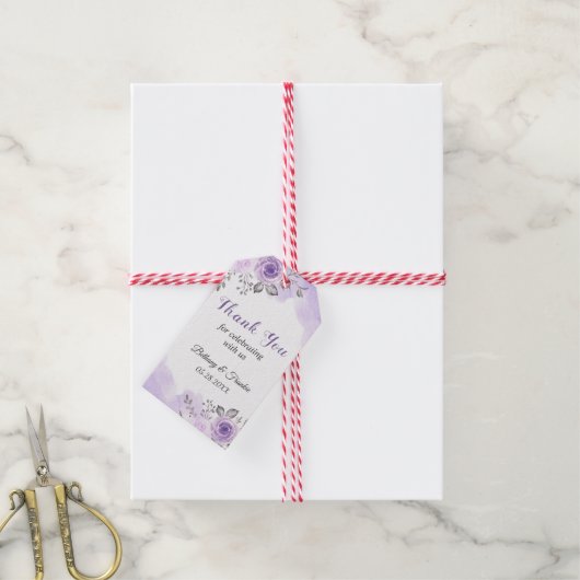 Romantic Pastel Paars Floral Dank je wel Cadeaulabel (Met Touw)