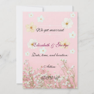Romantic Pastel Pink and White Floral Wedding Invi Kaart
