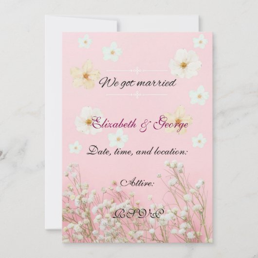 Romantic Pastel Pink and White Floral Wedding Invi Kaart (Voorkant)