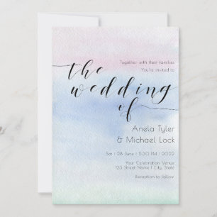 ©Romantic Pastel Waterverf Typografie Weddenschap Kaart