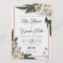 Romantic Peach en White Floral Peonies