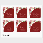 Romantic Peach Floral Red Arch Wedding Thank you Vierkante Sticker (Vel)