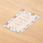 Romantic Peach Floral Wedding Invitation Acryl Uitnodigingen (Laagn)
