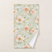 Romantic Peach Mint Pretty Roses Floral  (Serviette à main)
