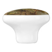 Romantic Peach Rozen Floral Keramische Knop (Zijkant)