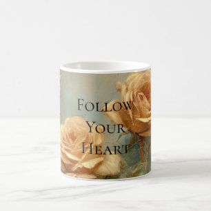 Romantic Peach Rozen Floral Koffiemok