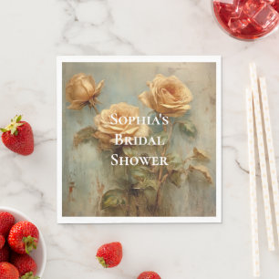 Romantic Peach Rozen Floral Vrijgezellenfeest Servet