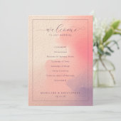 Romantic Peach Wedding Ceremony Schedule Programma (Staand voorkant)