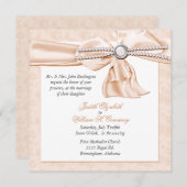 Romantic Peach Wedding Invitation Kaart (Voorkant / Achterkant)