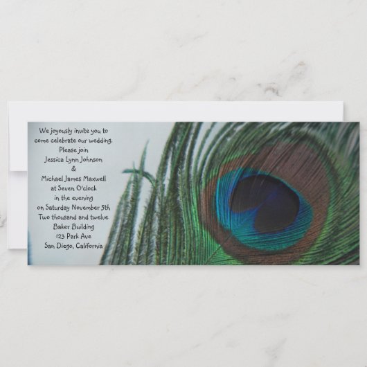 Romantic Peacock Wedding Kaart (Voorkant)