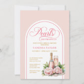 Romantic pearls and prosecco invite watercolor kaart (Voorkant)
