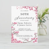 Romantic Peonies 50th Wedding Jubileum Kaart (Staand voorkant)