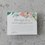 Romantic Peonies Date Nuit Idées Cartes<br><div class="desc">Ces pivoines romantiques datent la nuit les cartes d'idée sont l'activité parfaite pour une réception de mariage ou une douche nuptiale élégante. Le design floral présente des fleurs d'aquarelle en cascade blanches,  roses,  pêche et bleues. Personnalisez ces cartes avec le nom de la mariée et du marié.</div>