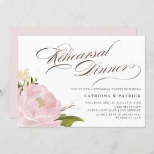 Romantic Peony Flower Rehearsal Dinner Invitation Kaart