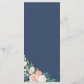 Romantic Peony Flowers | Kaart menu Blauw menu (Achterkant)