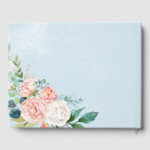 Romantic Peony Flowers | Lichte blauwe bruiloft Gastenboek (Achterkant)