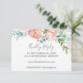 Romantic Peony Flowers Site Mariage Carte RSVP (Debout devant)