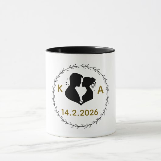 Romantic Personalized Couple Mug with Initials & W (Centre)