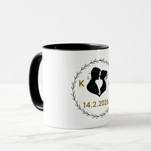 Romantic Personalized Couple Mug with Initials & W (Devant gauche)