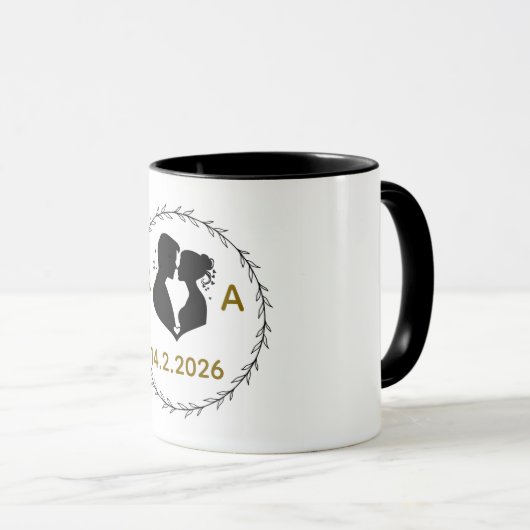 Romantic Personalized Couple Mug with Initials & W (Devant droit)