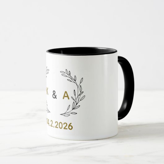 Romantic Personalized Couple Mug with Tree Branch, (Devant droit)