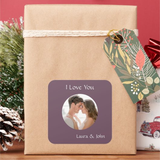 Romantic Personalized Couple Photo & Names Sticker (vacances)