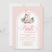 Romantic petals and prosecco invite editable kaart (Voorkant)
